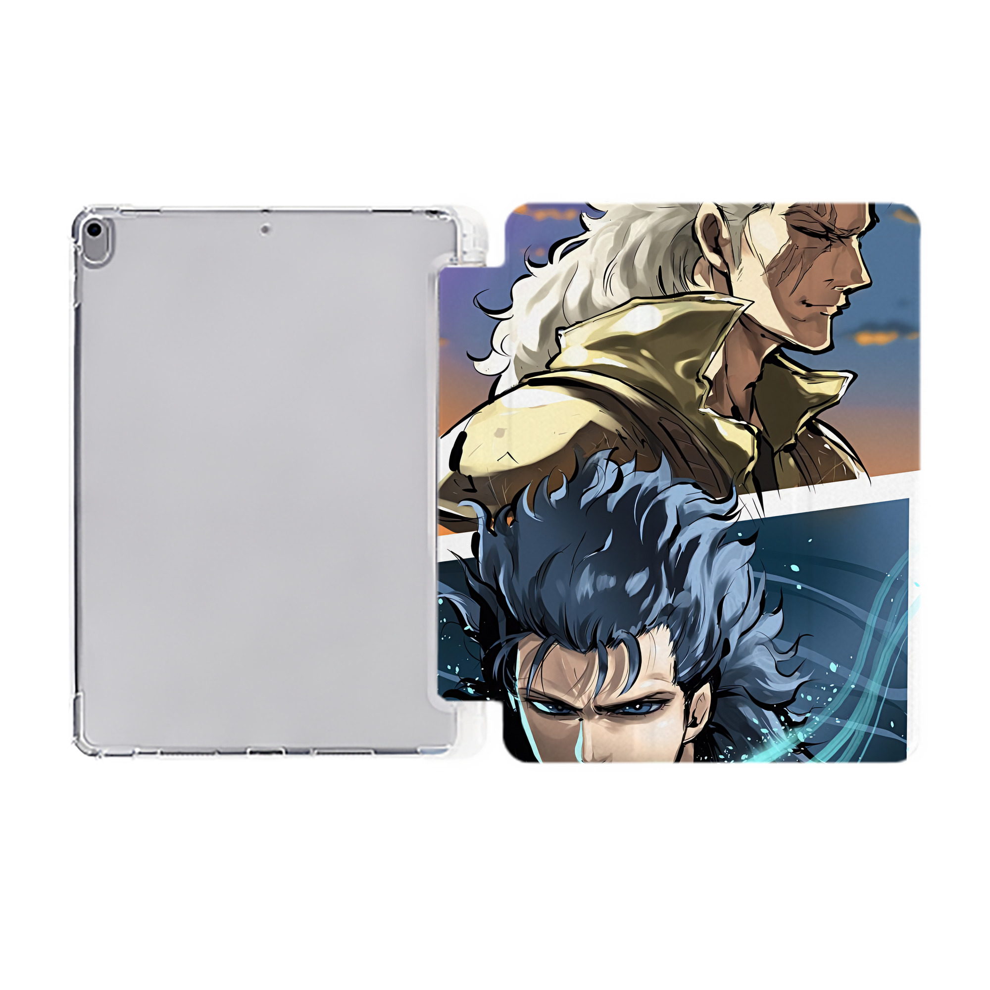 （画像用） 北斗の拳 Fist of the North Star IPad ケース ペン収納付き 三つ折りスタンド PUレザー×シリコン 対応機種9.5/10.5/10.9インチ
